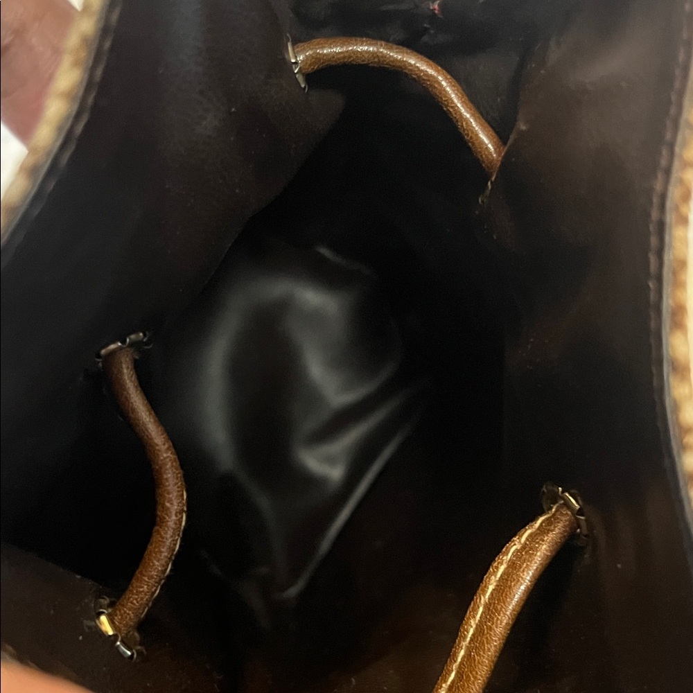 Bettina Brown Textured Drawstring Bag - Picture 9 of 10